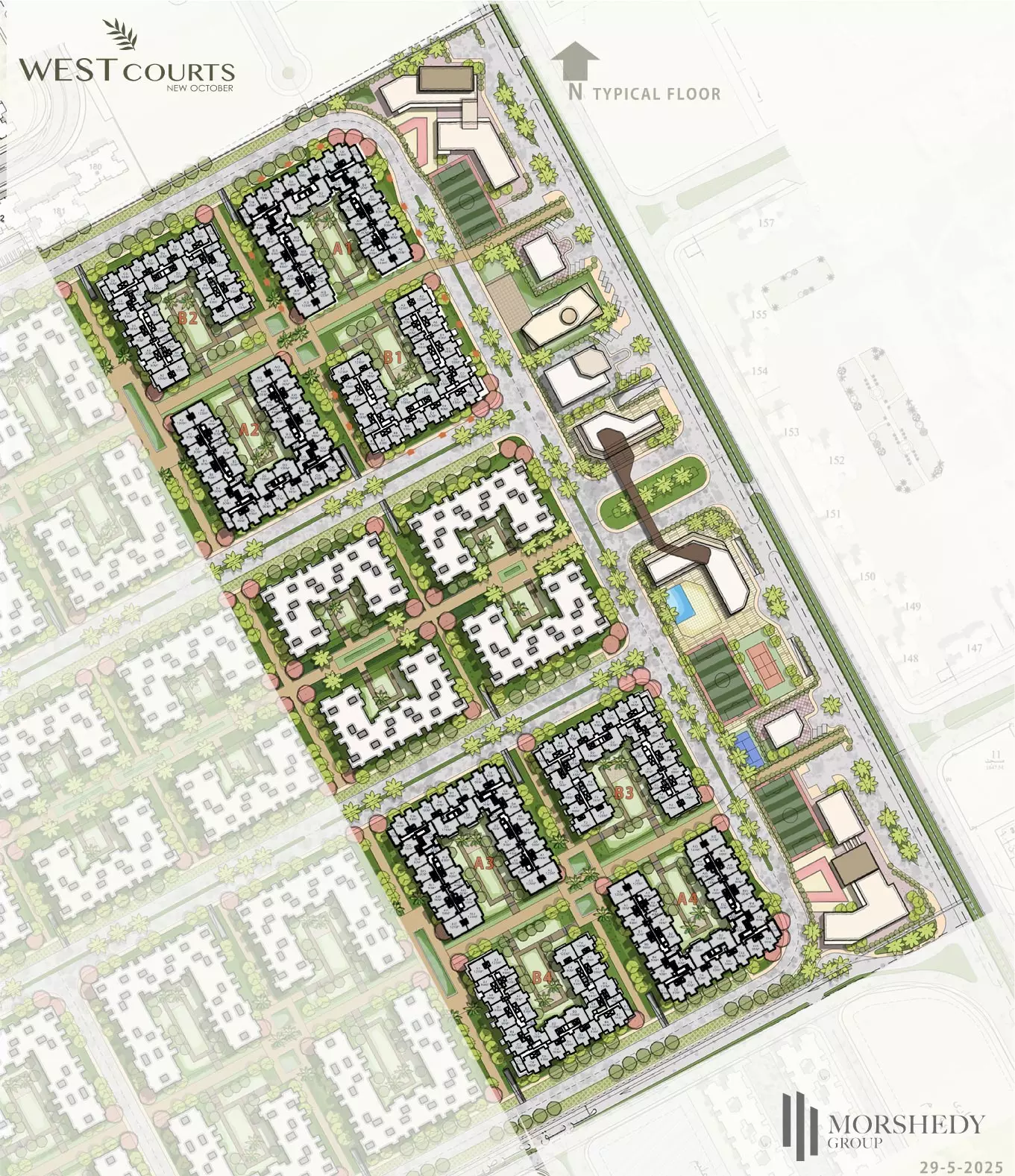 صورة لمشروع ويست كورت اكتوبر الجديده من تطوير مجموعة المرشدى في الجيزة, مدينة 6 أكتوبر, طريق الواحات, ويست كورتس - [1]