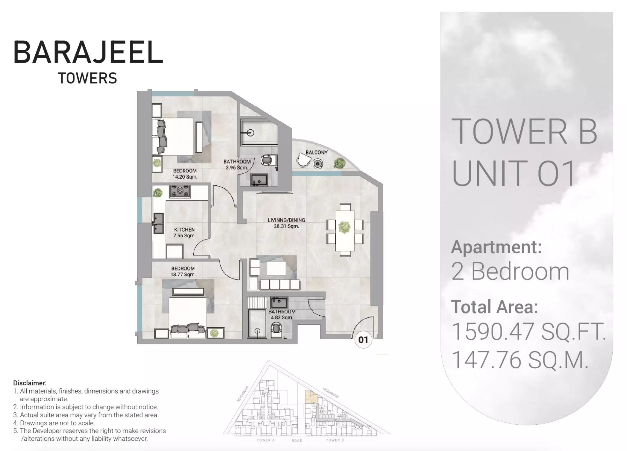 Barajeel Towers - Type 01-Tower B Floor Plan