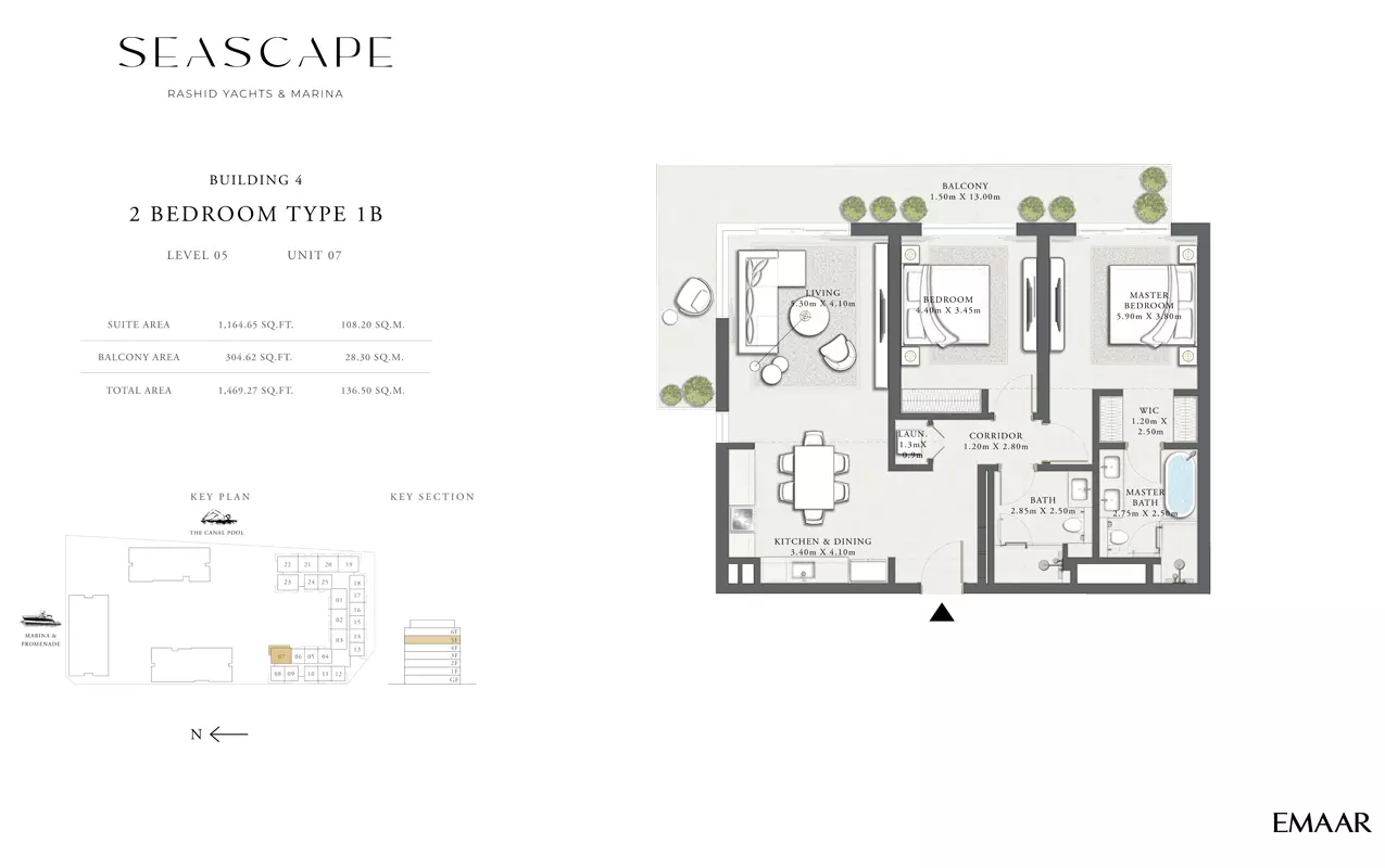Seascape B4-Type 1B, Level 05, Unit 07, 2 beds
