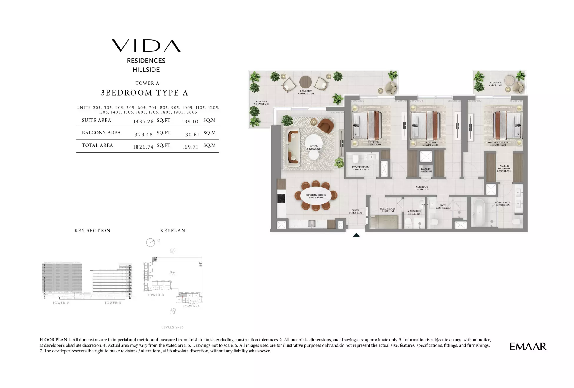 Vida Residences Hillside Type A-6-605, 3 beds