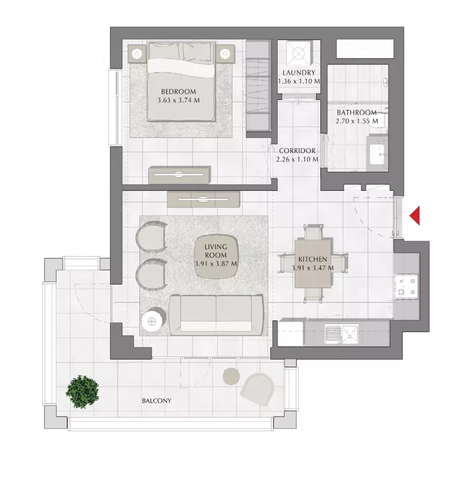 Summer B2-Type H, 1 bed
