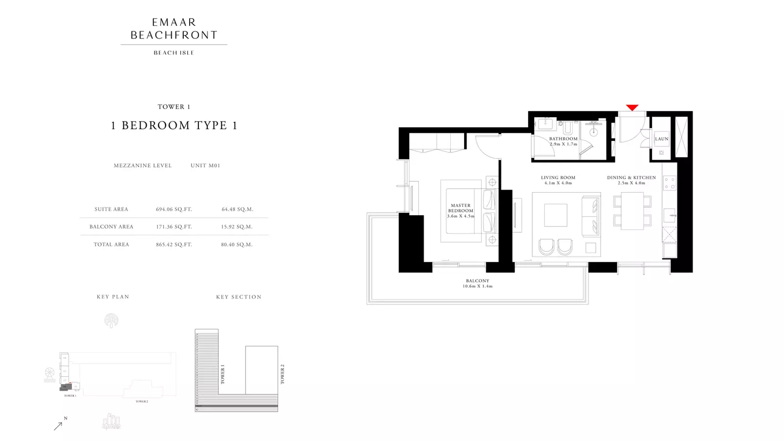 Beach Isle — 1BR floor plan