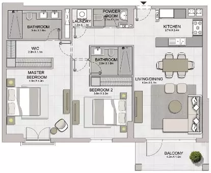 La Sirene Phase1 By Meraas Type 4, 2 beds