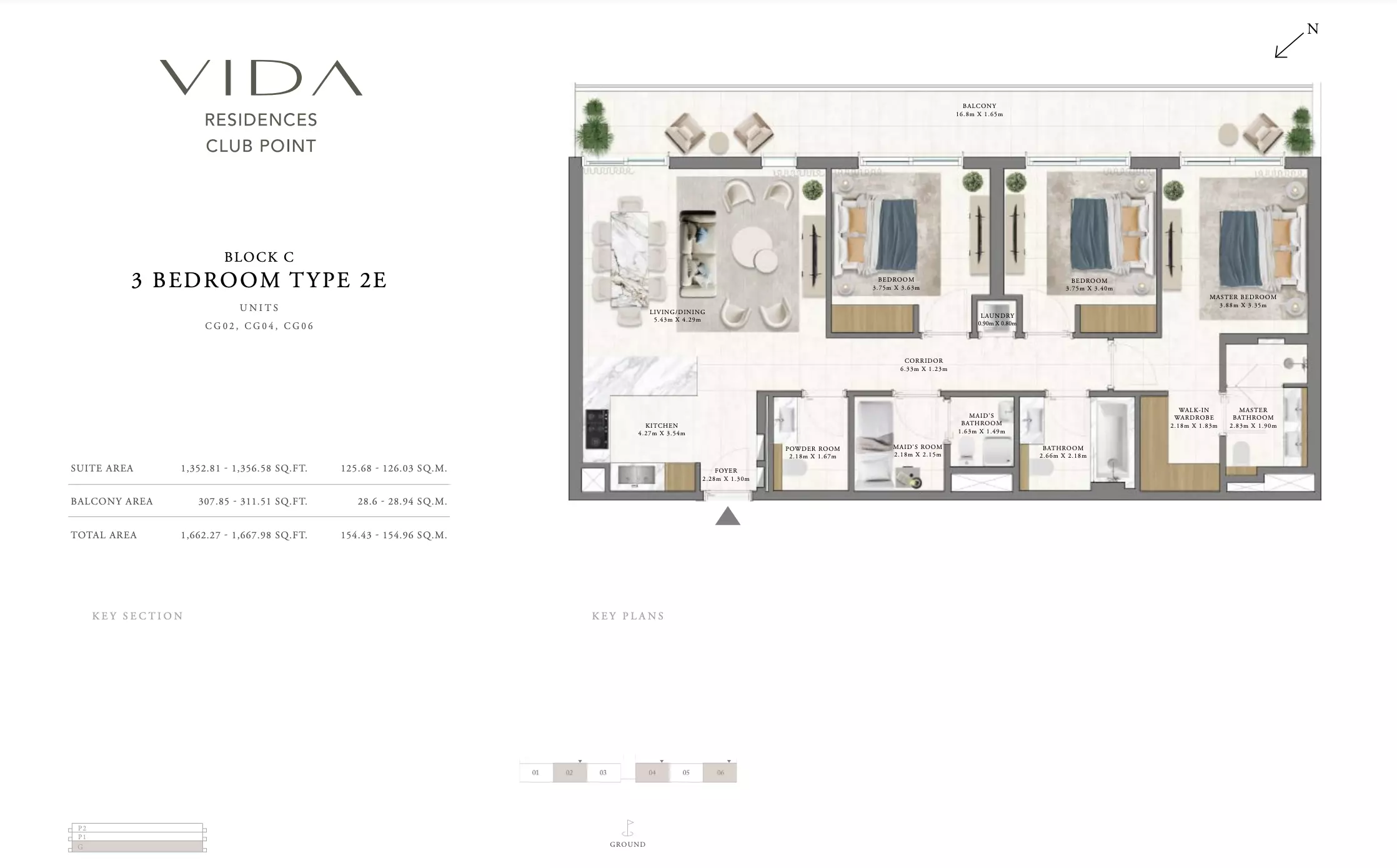 Vida Residences Club Point Type 2 E - Block C, 3 beds