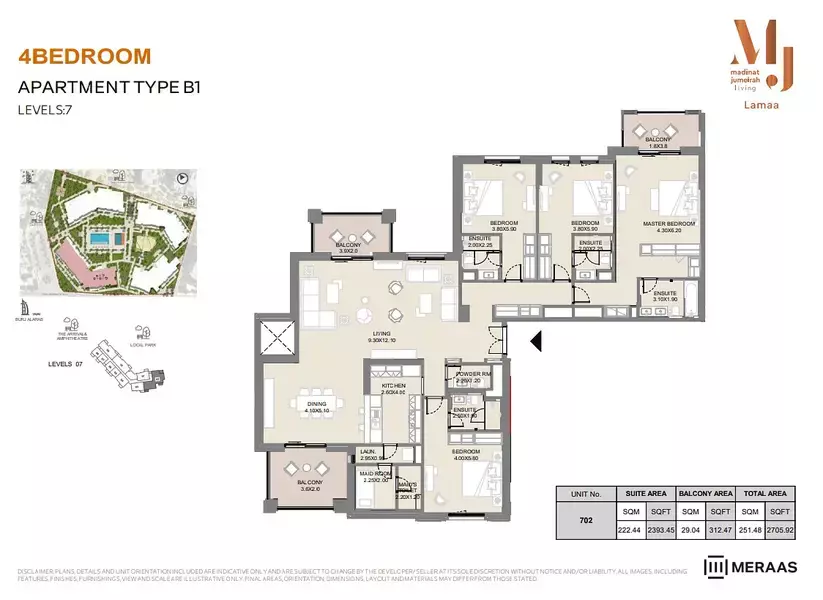 Lamaa Mjl Building 2 - Type B1 - Unit 702, 4 beds