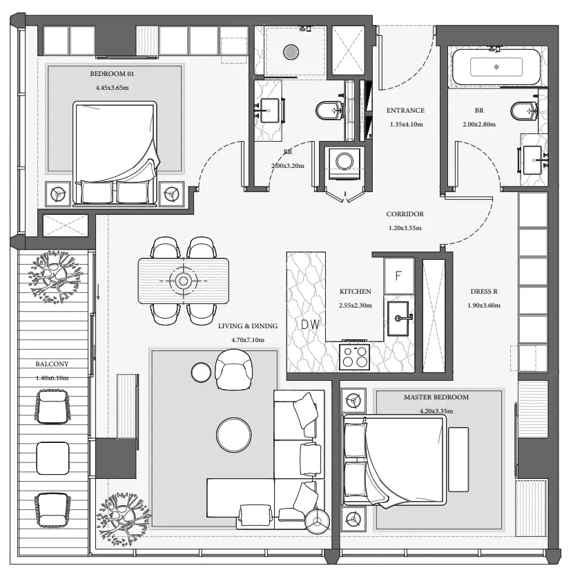 Verve City Walk Tower B-Type 6, 2 beds