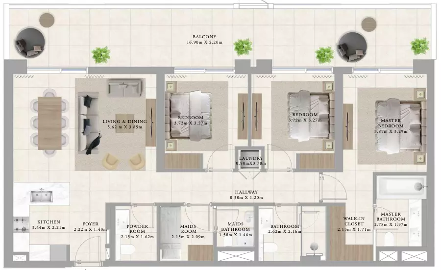 Greenside Residence Type 1, 3 beds