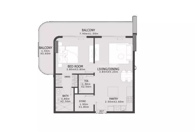 Elevia Residences Iii — 1BR floor plan