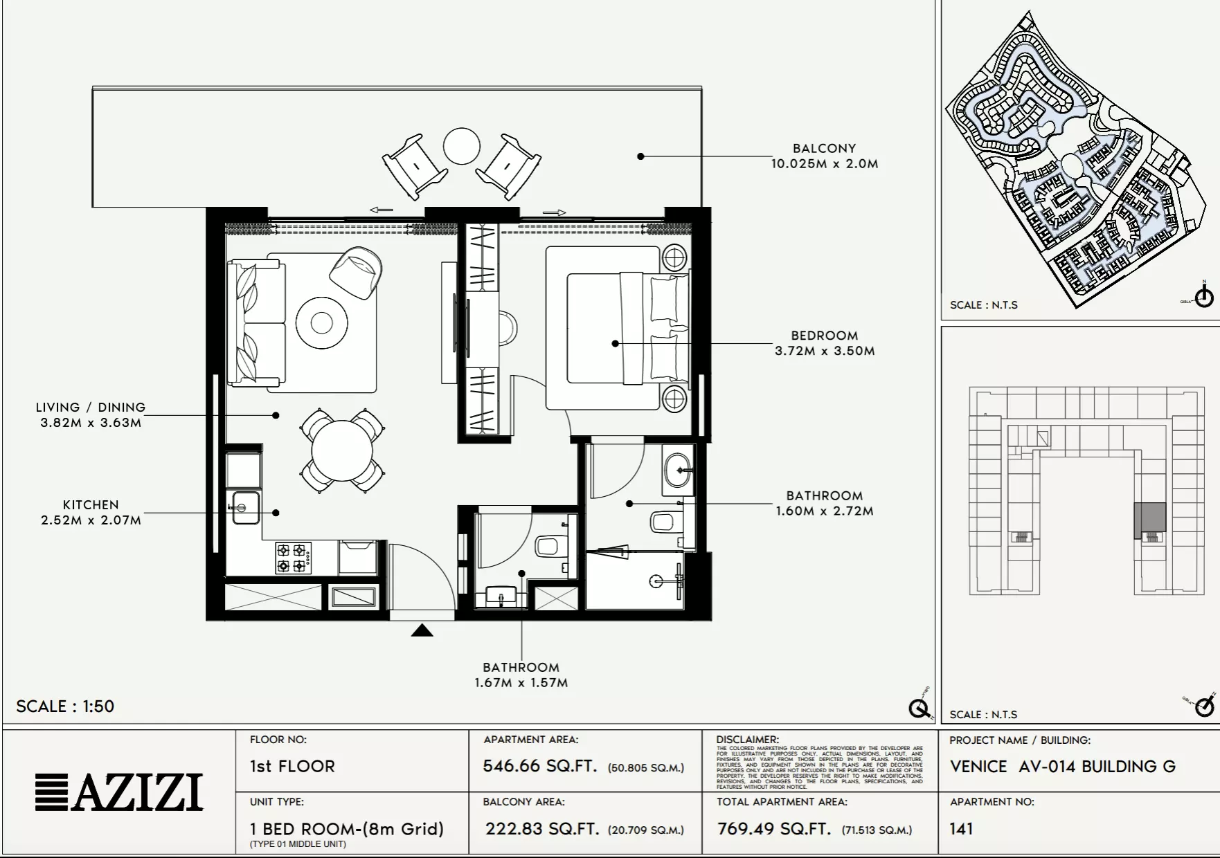Azizi Venice 14 Type 141-Building G, 1 bed