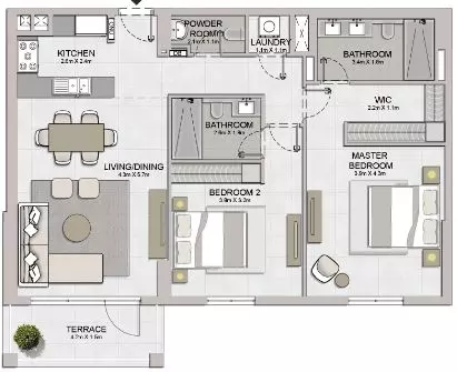 La Sirene Phase1 By Meraas Type 3, 2 beds