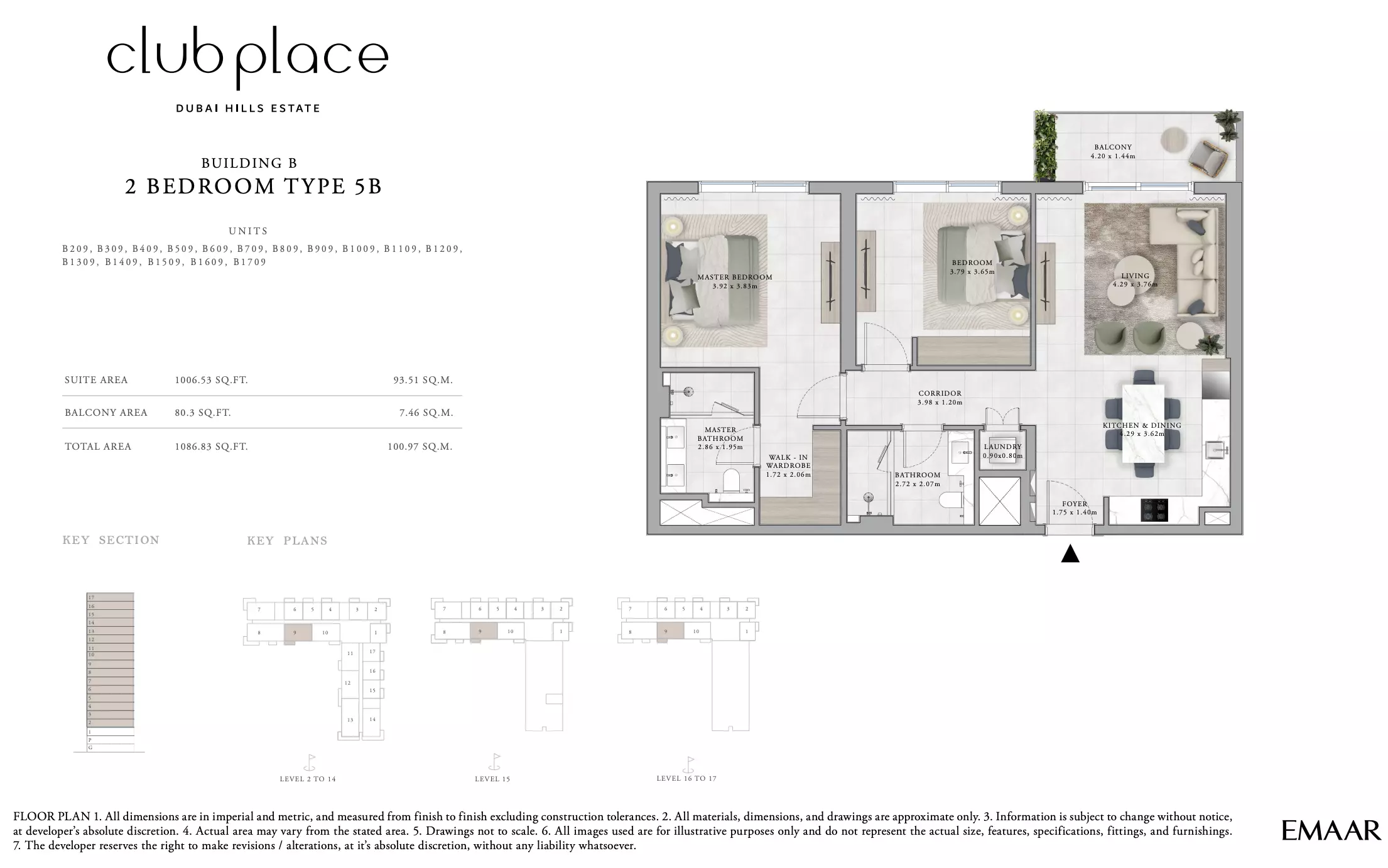 Club Place Building B - Type 5B, 2 beds