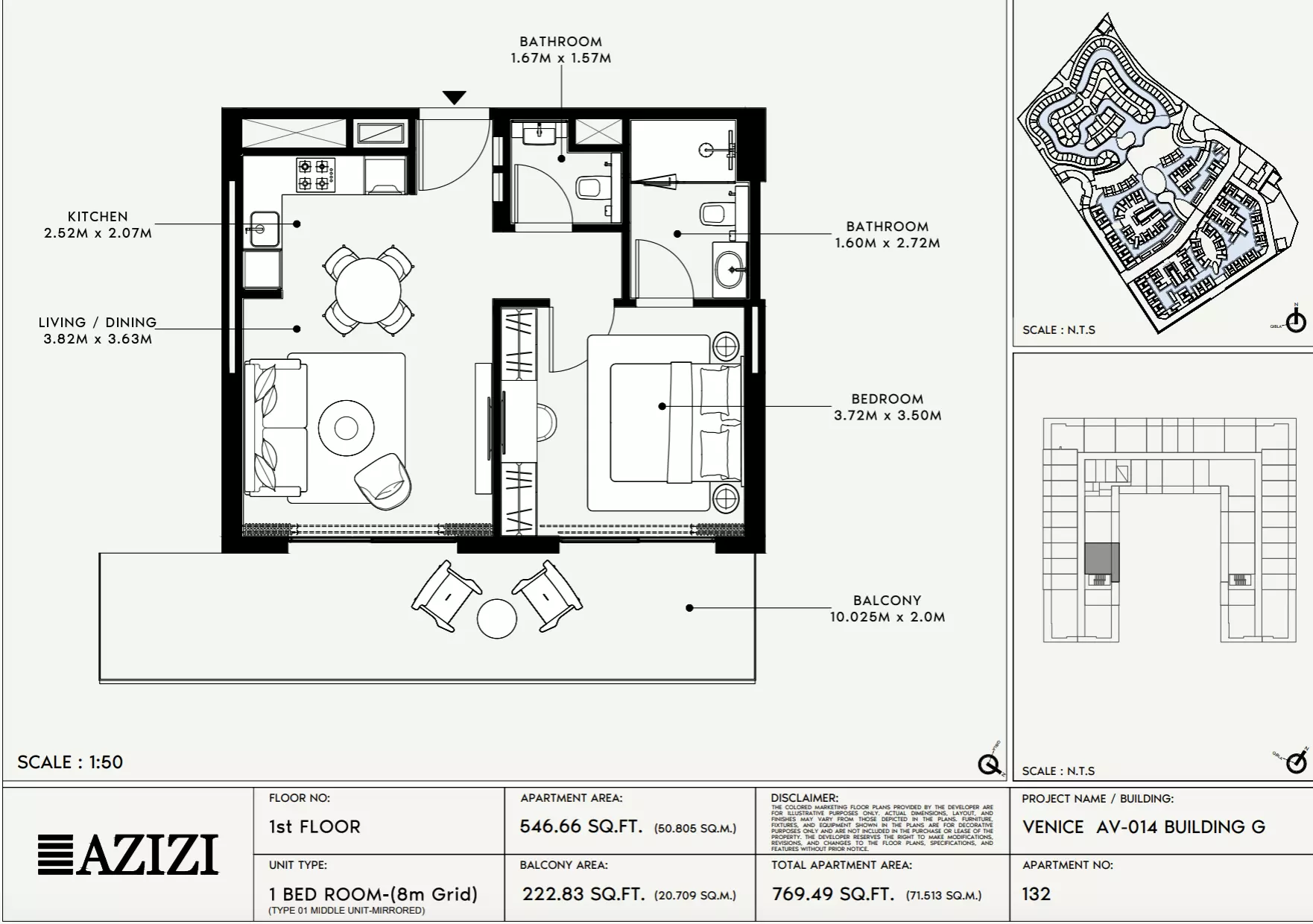 Azizi Venice 14 Type 132-Building G, 1 bed