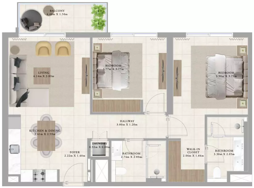 Greenside Residence Type 7, 2 beds