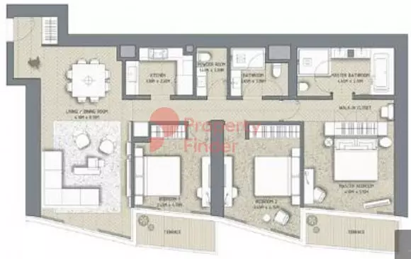 The Address Residences Dubai Opera T2-Unit 01, 3 beds