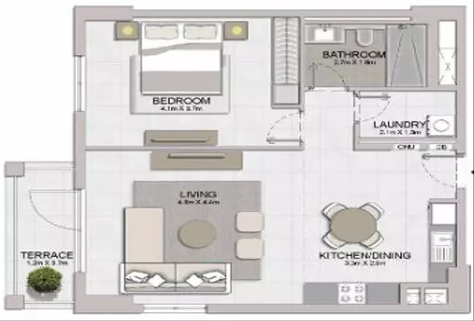 La Sirene Phase1 By Meraas — 1BR floor plan