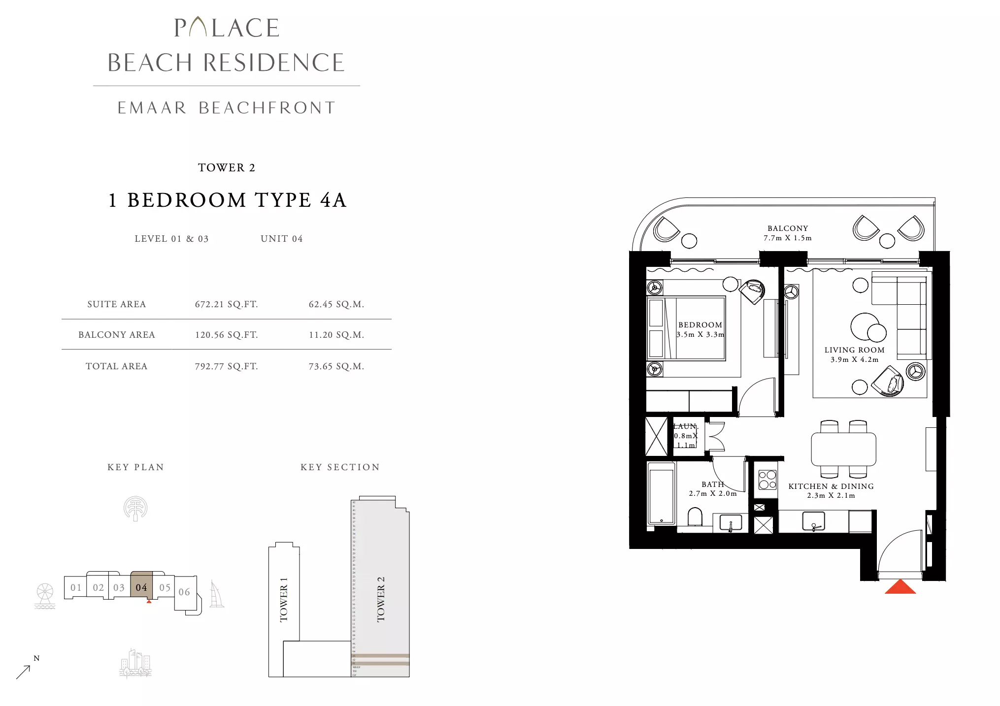 Palace Beach Residence Type 4A, 1 bed