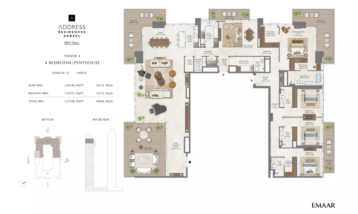 Address Residences Zabeel Unit 1, 4 beds