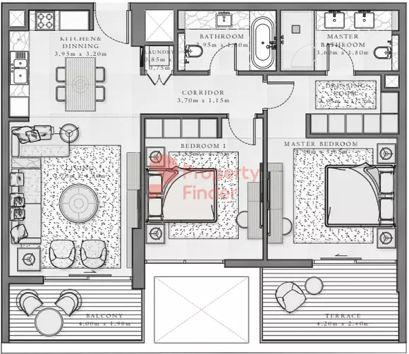 Sirdhana B3-Type 1 Level 01, 2 beds