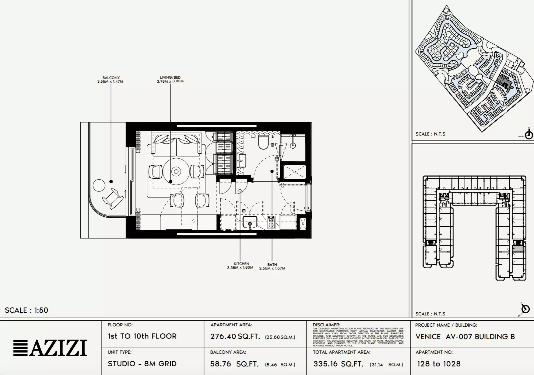 Azizi Venice 7 — Studio floor plan