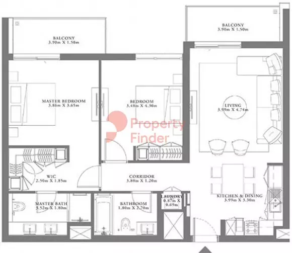 Seagate Type 1 Building 3 Unit 6 Level 7-8, 2 beds