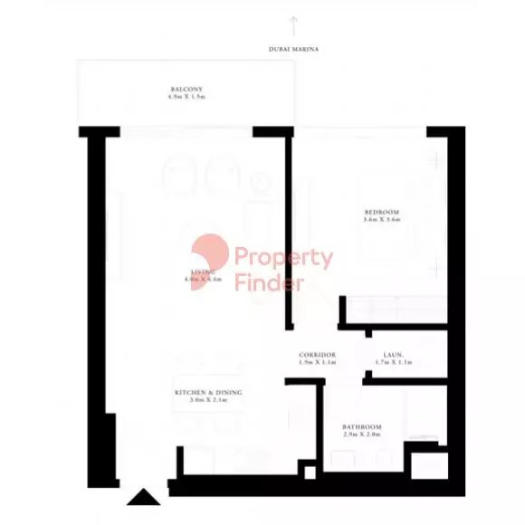 Grand Bleu Tower — 1BR floor plan