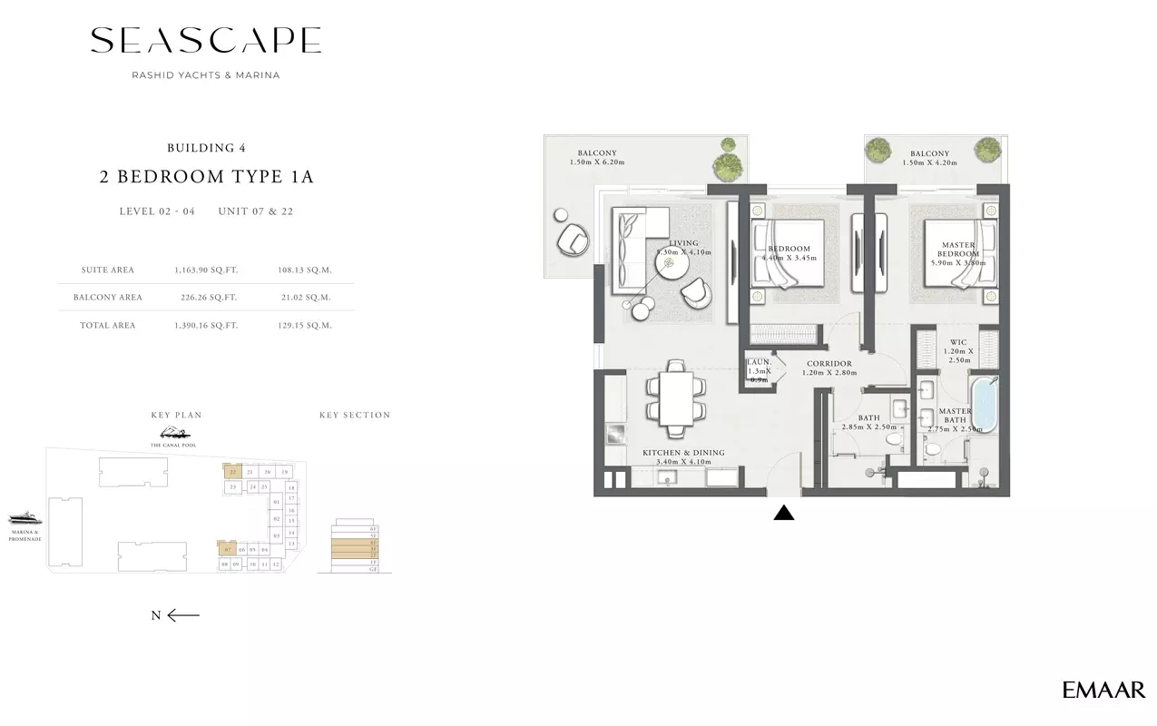 Seascape B4-Type 1A, Level 02-04, Unit 7 & 22, 2 beds