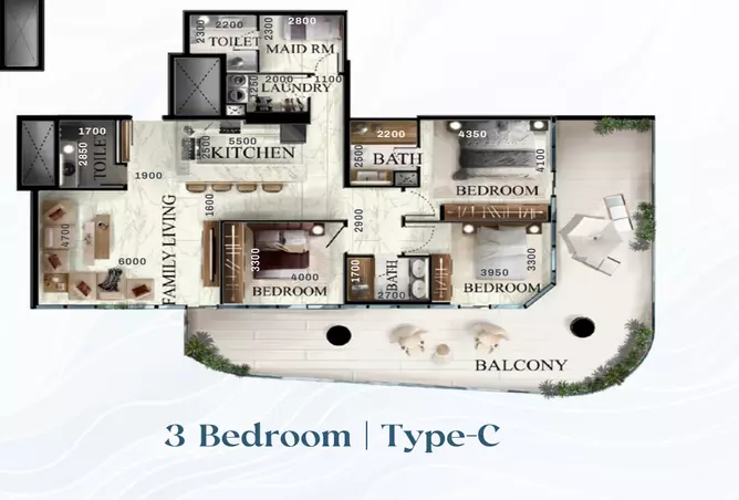Radiant Elite Tower — 3BR floor plan
