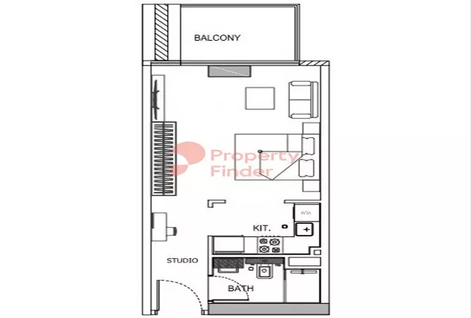 Binghatti Orchid — Studio floor plan