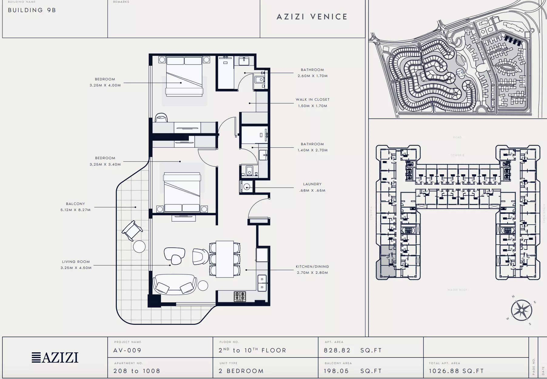 Azizi Venice 9 Type 208-Building B, 2 beds