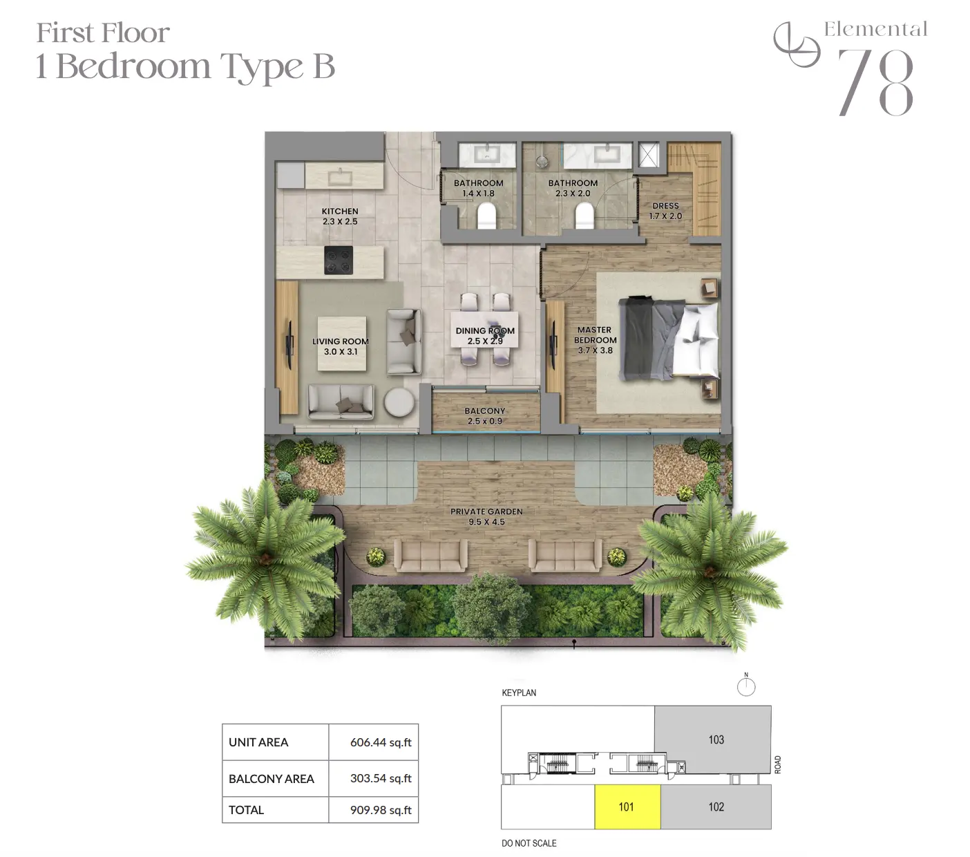 Elemental 78 — 1BR floor plan