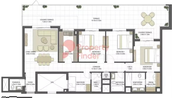 Aysha Residences By Eagle Hills B2-TYPE 3B-1, 3 beds