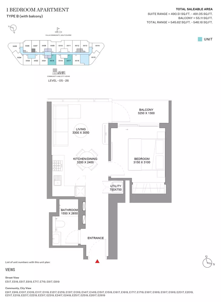 Sobha Orbis Type B-Tower E, 1 bed