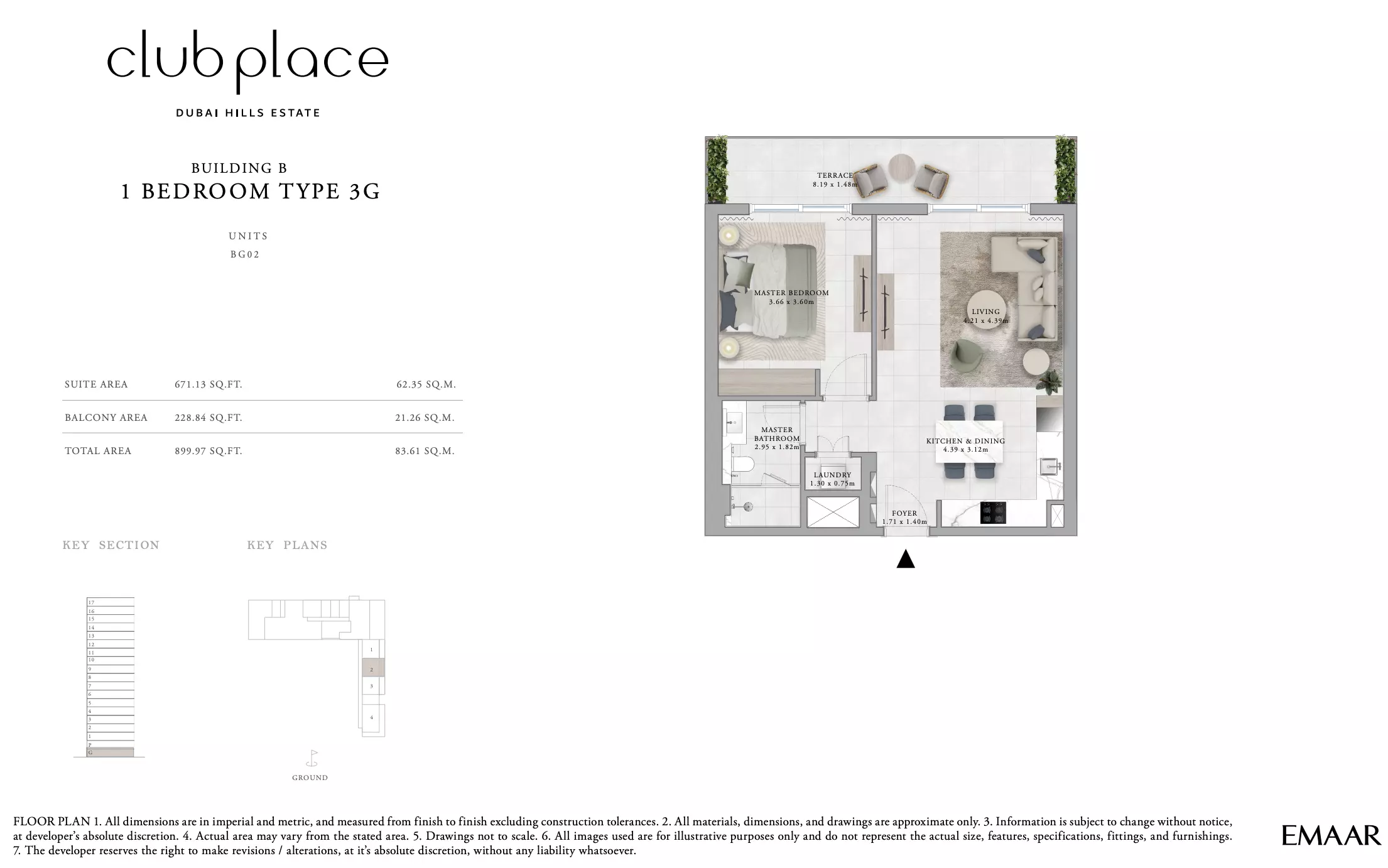 Club Place Building B - Type 3G, 1 bed