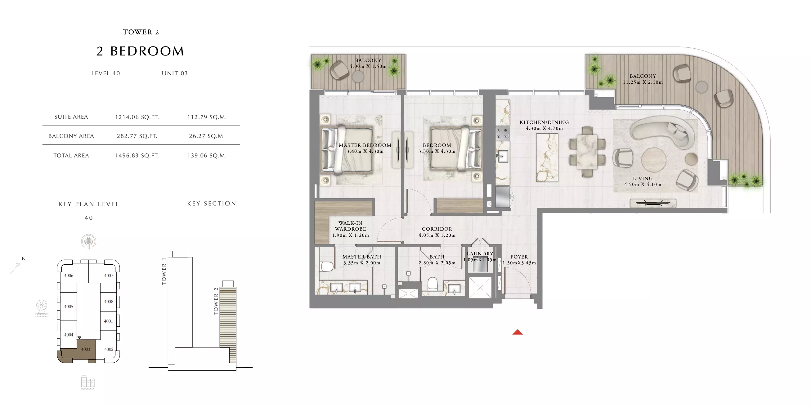 Seapoint T2-Level 40 ,Unit 03, 2 beds