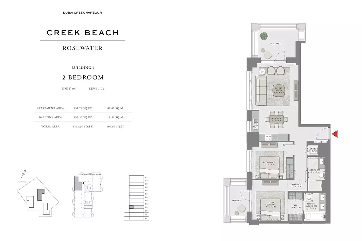 Creek Beach Rosewater B2-Type I, 2 beds