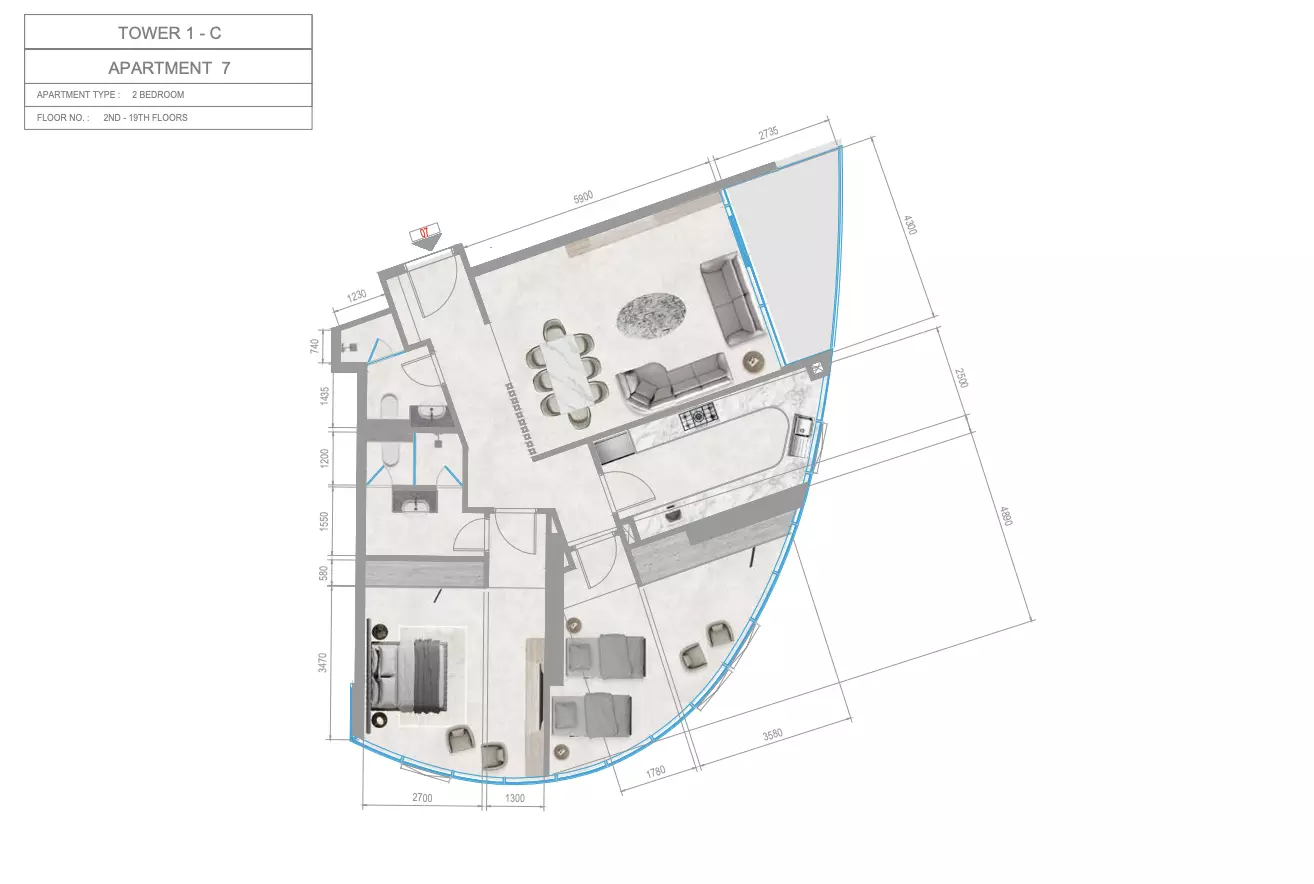 Orchid Towers Phase 1 - Type 3-Tower C Floor Plan