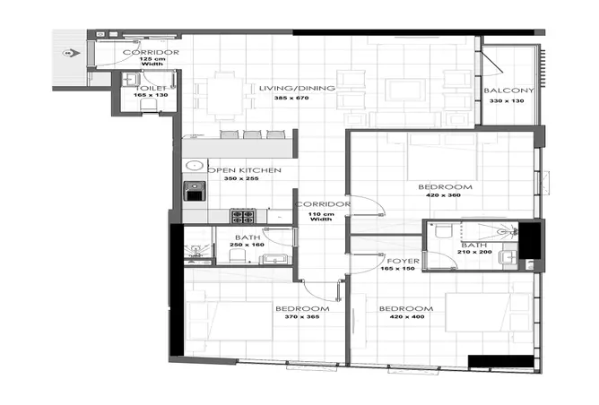 Palatium Residences — 3BR floor plan