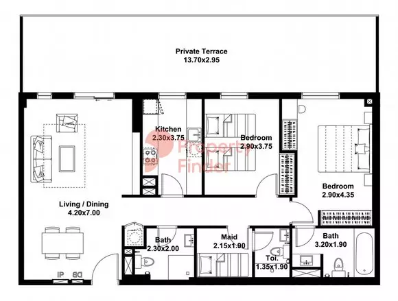 Midtown Noor Type-F Level-1 Building 6, 2 beds