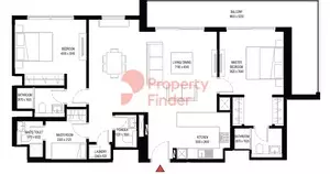Crest Grande Tower B _ Type I (with Maid room + Balcony), 2 beds