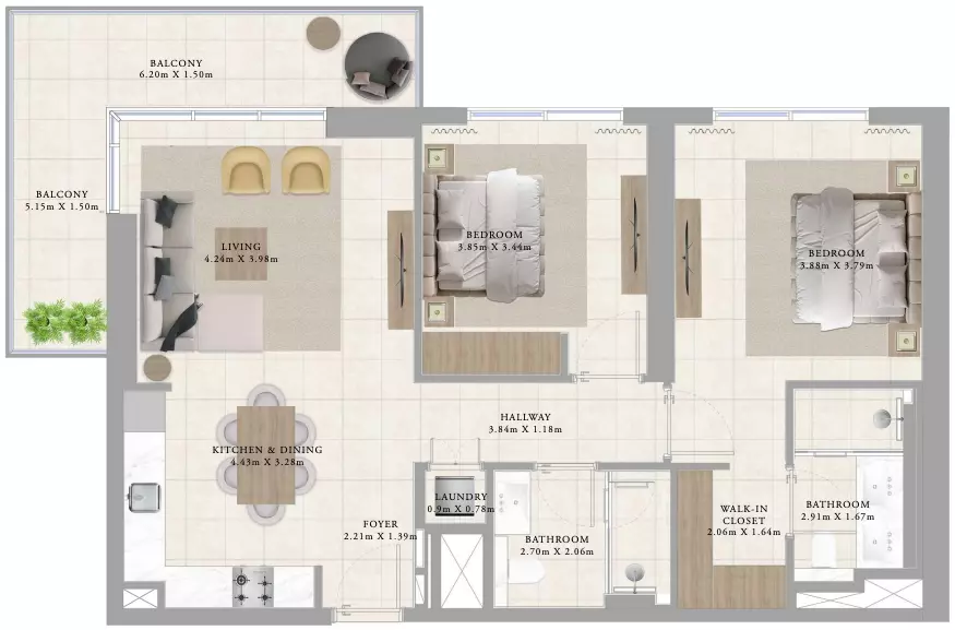Greenside Residence Type 4A, 2 beds