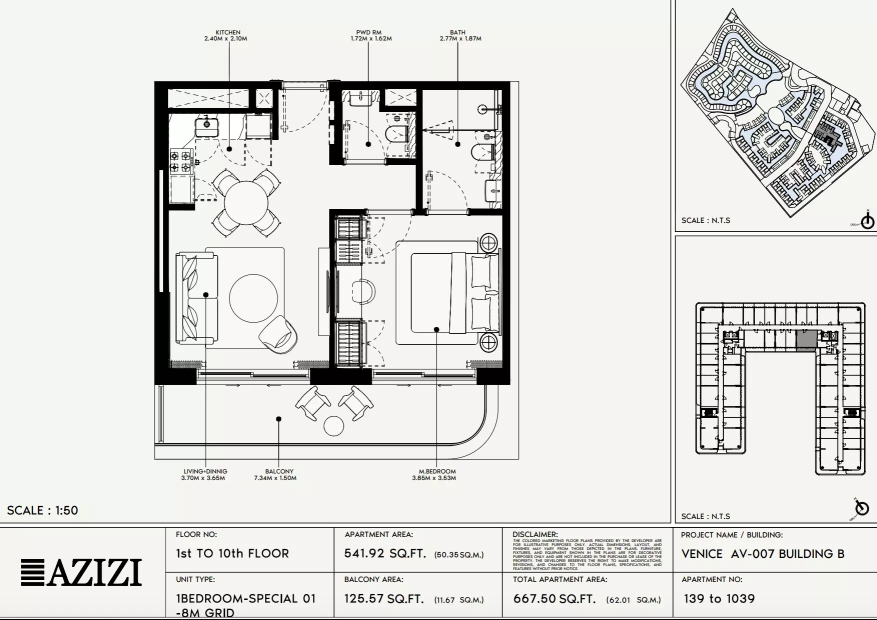 Azizi Venice 7 Type 139-Building B, 1 bed