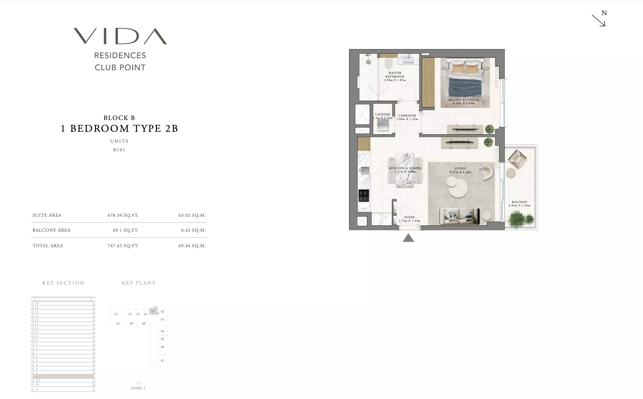 Vida Residences Club Point Type 2 B - Block B, 1 bed