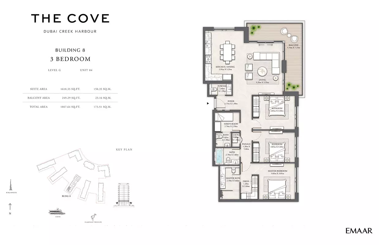 The Cove Phase 2 By Emaar Building 8 - Level G, Unit 04, 3 beds