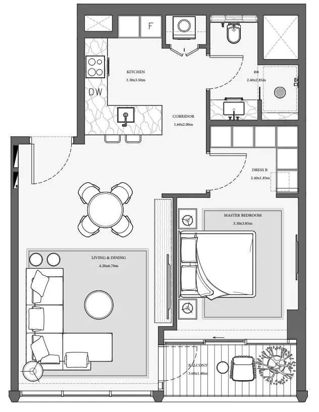 Verve City Walk Tower B-Type 6, 1 bed
