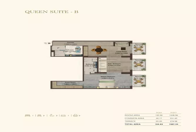 Portofino Hotel — 2BR floor plan