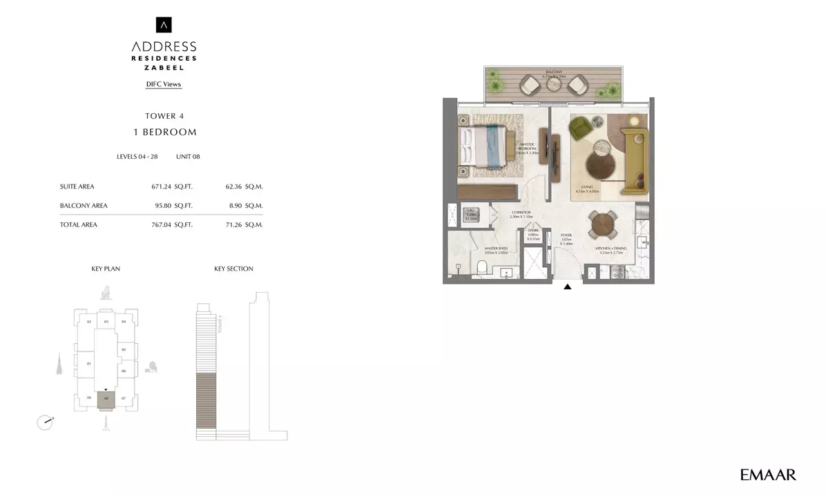 Address Residences Zabeel Unit 8, 1 bed