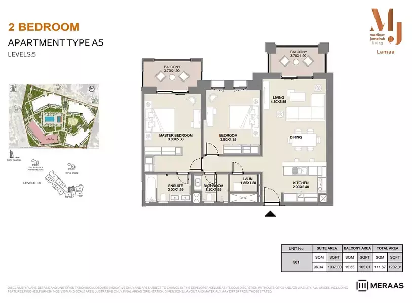 Lamaa Mjl Building 2 - Type A5 - Unit 501, 2 beds