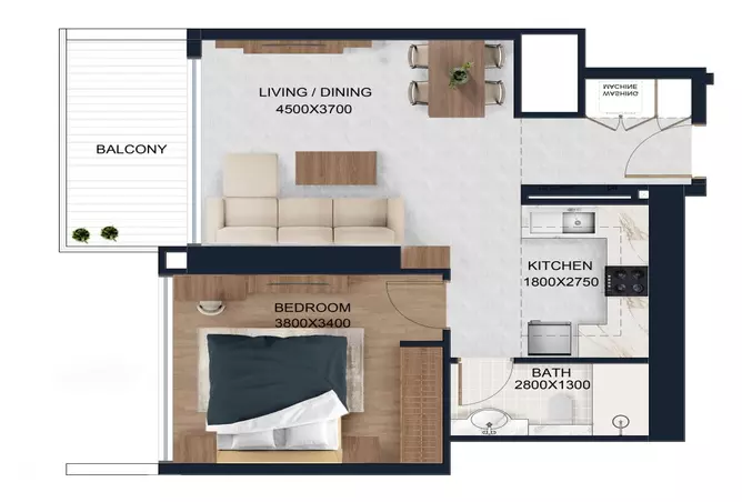 Alfal Residences — 1BR floor plan