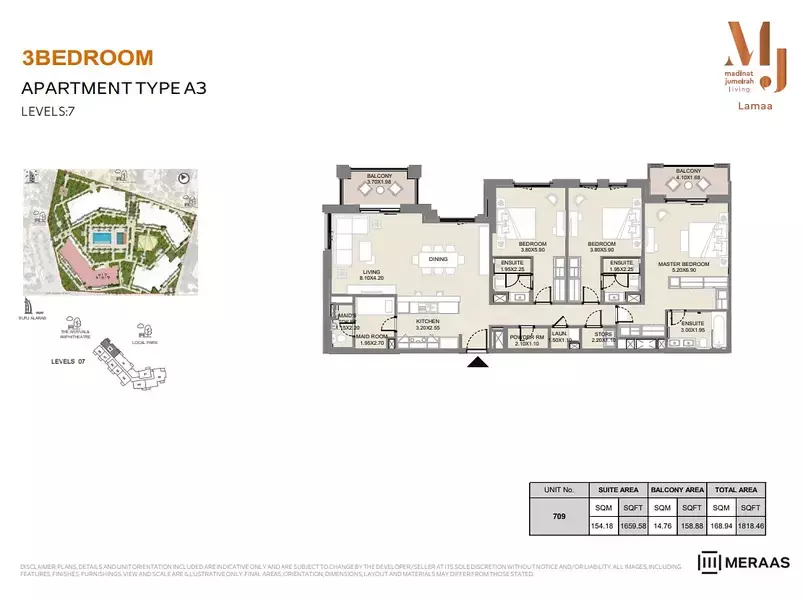 Lamaa Mjl Building 2 - Type A3 - Unit 709, 3 beds