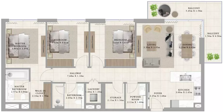 Greenside Residence Type 1A, 3 beds